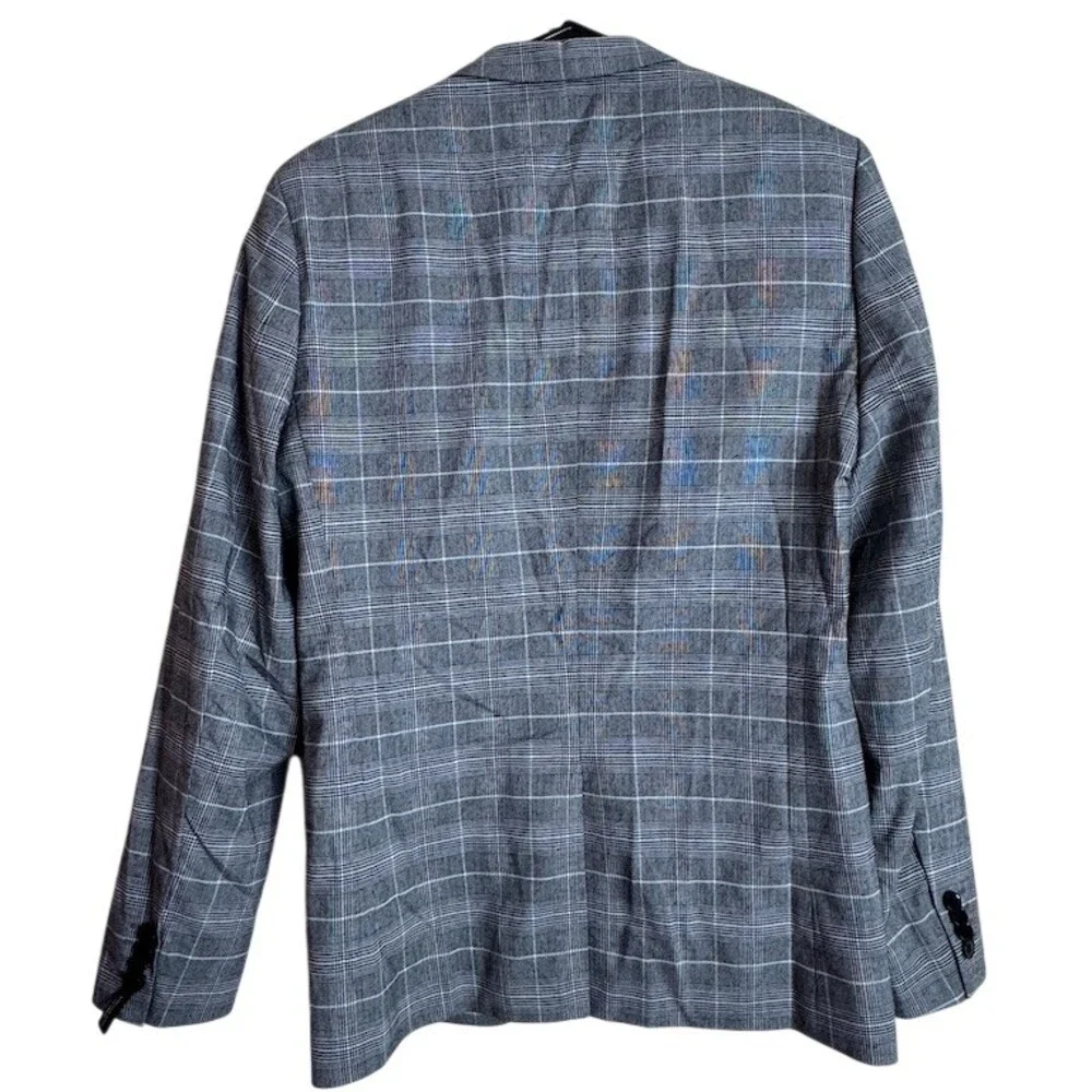 NWT H&M Men's Gray Windowpane Plaid Blazer Sport Coat Skinny Fit Size 36R